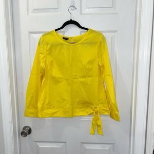 NWT Talbots Mp Bright Yellow Everyday Stretch Poplin Knot Long-sleeve Blouse